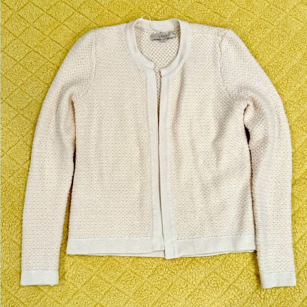 LOFT Tweed Sweater Jacket in Heavenly Pink | Women’s Small